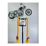 Butik Motor & Motosiklet Çift Turuncu Örgü Saç Kask Dış Aksesuarı
