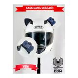 Butik Motor & Motosiklet Gece Mavi Fiyonklu Siyah Kedi Kulak Kask Dış Aksesuarı