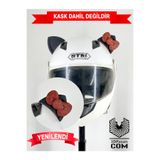 Butik Motor & Motosiklet Kırmızı Fiyonklu Siyah Kedi Kulak Kask Dış Aksesuarı