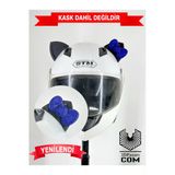 Butik Motor & Motosiklet Koyu Mavi Fiyonklu Siyah Kedi Kulak Kask Dış Aksesuarı