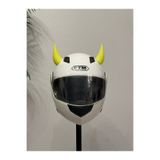 Butik Motor & Motosiklet Neon Sarı Simli Şeytan Boynuzu Kask Dış Aksesuar