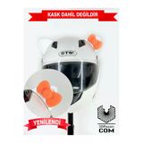 Butik Motor & Motosiklet Neon Turuncu Fiyonklu Beyaz Kedi Kulak Kask Dış Aksesuarı