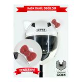 Butik Motor & Motosiklet Pembe Simli Fiyonklu Kedi Kulak Kask Dış Aksesuarı