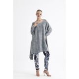 Butik Pamuklu Asimetrik Triko Tunik-Gri