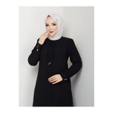 Butik Petek Kumaş Fırfırlı Sena Ferace (Siyah)