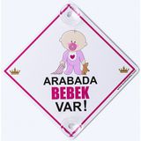 Butik Plaka Dikkat Arabada Bebek Var İkaz Levhası Emzikli Kız Bebek Renkli Pleksi Malzeme