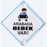 Butik Plaka Mavi Renkli Dikkat Arabada Bebek Var İkaz Levhası 0-3 Yaş İçin Çift Vantuzlu Tasarım