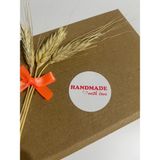 Butik Sosyetik Handmade With Love Kalpli Kırmızı Yazılı Yuvarlak Yapışkanlı Etiket 5 x 5 cm 100 Adet