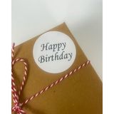 Butik Sosyetik Happy Birthday Siyah El Yazılı 5 cm Yuvarlak Yapışkanlı Etiket 100 Adet