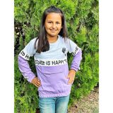 Butik Sosyetik Happy Life Kız Çocuk Lastik Kol Sweatshirt - 10 Yaş - Lila