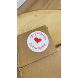 Butik Sosyetik Iyi Günlerde Kullanınız Kalpli Kırmızı Yazılı Yuvarlak Yapışkanlı Etiket 4x4 cm 120 Adet