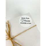 Butik Sosyetik Sizin Için Özenle Hazırlandı Yuvarlak Sticker Yapışkanlı Etiket 50 mm 100 Adet - Beyaz - 5 cm