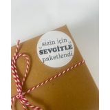 Butik Sosyetik Sizin Için Sevgiyle Paketlendi Kalpli Siyah Yazılı 4 cm Yapışkanlı Etiket 120 Adet