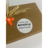 Butik Sosyetik Sizin Için Sevgiyle Paketlendi Siyah Yazılı Yuvarlak Yapışkanlı Etiket 4 x 4 cm 120 Adet