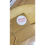 Butik Sosyetik Thank You Kalpli Kırmızı Yazılı Yuvarlak Yapışkanlı Etiket 4x4 cm 120 Adet