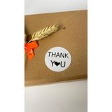 Butik Sosyetik Thank You Kalpli Siyah Yazılı Beyaz Yuvarlak Yapışkanlı Etiket 5 x 5 cm 100 Adet