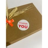 Butik Sosyetik Thank You Kırmızı Yazılı Beyaz Yuvarlak Yapışkanlı Etiket 5 x 5 cm 100 Adet
