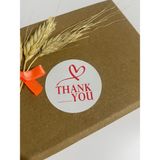 Butik Sosyetik Thank You Kırmızı Yazılı Üstü Kalpli Yuvarlak Yapışkanlı Etiket 4 x 4 cm 120 Adet