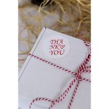 Butik Sosyetik Thank You Yazılı Oval Beyaz 50 mm Yuvarlak Yapışkanlı Sticker Etiket 100 Adet