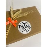 Butik Sosyetik Thank You Yuvarlak Kalpli Siyah Yazılı Yuvarlak Yapışkanlı Etiket 5 x 5 cm 100 Adet