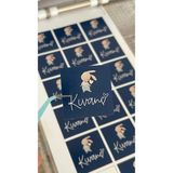 Butik Sosyetik Yenidoğan Çikolata Etiketi 3,8x3,8 cm 54 Adet - Beyaz