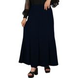 Butik Tesettür Kadın Yarım Kloş Etek Uzun Portoriko Kumaş 8 Parça Rahat ve Şık - Lacivert - 66