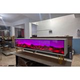 Butik Yeni Sezon Elektrikli Şömine Elegance Seri Beyaz Gold Metal Ayak 170CM Bluetootlu Ses Sistemi 4 Farklı Renk Uzaktan Kumandalı - Beyaz - Gold - şömineli