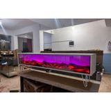 Butik Yeni Sezon Elektrikli Şömine Elegance Seri Beyaz (Gümüş Metal Ayak) 170CM Bluetootlu Ses Sistemi 4 Farklı Renk Uzaktan Kumandalı - Beyaz - Gümüş - şömineli