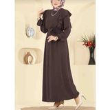 Butik Yeşim Tesettür Elbise - 40 - 0-Kahverengi