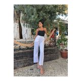 Butik YÜKSEK BEL KETEN KADIN KUMAŞ PANTOLON