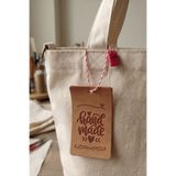 ButikEtiket Handmade Yazılı Sıcak Baskı Deri Ürün Etiketi 5 Adet - 4x7 cm + 5 İp Hediyeli