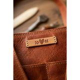 ButikEtiket Kalp Figürlü Suni Deri Marka Etiketi - 10'lu Paket - 1x4,5 cm - Taba Renk