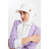 Butikgiz Beyaz Kadın Tesettür Multi Şifon Ipeksi Şal ve Pamuklu Penye Vizör Şapka Ikilisi - Rahat, Ekstra Hafif - Renkli - Standart