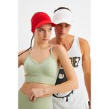 Butikgiz Beyaz - Kırmızı Uv Korumalı Katlanır Üstü Açık Yumuşak Siperli Pamuklu Penye Tenis Vizör Şapka 2^li Set - Renkli - Standart