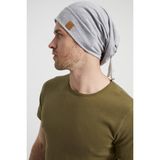 Butikgiz Erkek Gri İp Özel Tasarım 4 Mevsim Şapka Bere Buff Ultra Yumuşak Penye - Standart