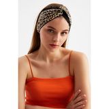 Butikgiz Leopar-Siyah Kadın Trend Style Pamuklu Penye, Kaymaz, Yumuşak, Esnek, Saç Bandı Bandana - Renkli