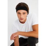 Butikgiz Siyah Erkek Pamuklu Penye, Kaymaz, Terletmez, Ultra Hafif, Spor Saç Bandı Bandana - Renkli - Standart