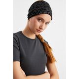 Butikgiz Siyah-Melanj Kadın Çift Taraflı Kullanım Alternatifli, Pamuklu Penye, Kaymaz, Hafif, Spor Saç Bandı Bandana - Renkli