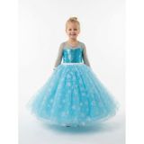 Butikhappykids Frozen Elsa Kostümü Uzun Kollu Kız Çocuk Prenses Elbisesi - Kar Tanesi Tül Etek Mavi