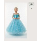 Butikhappykids Frozen Elsa Kostümü Uzun Kollu Kız Çocuk Prenses Elbisesi + Taç Mavi
