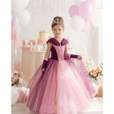 Butikhappykids Kız Çocuk Kostüm Rapunzel Mor Düşük Omuz Detaylı Kasnaklı Kabarık Prenses Elbise 3-8 Yaş Taç Ve Eldiven Hediyeli Mor