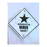 BUTİKPLAKA butikplaka224110417 Dikkat Arabada Bebek Var/pleksi 3 Mm Ikaz Levhası 15X15 Cm/yıldız Model