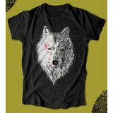Butişört 'beyaz Kurt - White Wolf‘ Baskılı 'regular-Fit' Unisex Tişört - 0-Siyah - XL
