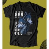 Butişört ' Wolf - Redefine - Kurt' Baskılı 'regular-Fit' Unisex Tişört - 0-Siyah - 2XL