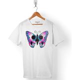 Butterfly Kelebek Tasarım Erkek Tişört - Beyaz - Renkli - XL