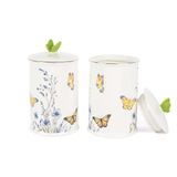 Butterfly Lovers Porselen Kavanoz Seti, Kelebek Desenli, 20cm, 2 Parça, Mutfak Saklama Kabı