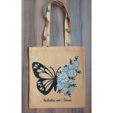 Butterfly - Modern Tarzda Bez Plaj ve Omuz Çantası - 10D-Krem