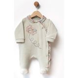 Butterfly Nakışlı Patikli Kadife Tulum - Yeşil - 1 - 3 Ay - FLE214173-YEŞIL-1 - 3 Ay Yeşil