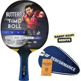 Butterfly Timo Boll Black Masa Tenisi Raketi Ittf Onaylı - Raket Kılıflı - Mavi