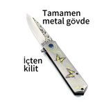 Butterfly Yarı Otomatik İşlemeli Çakı Kemer Klipsli Çok Şık Model